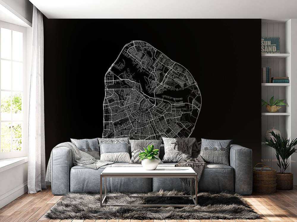 Plattegrond van Amsterdam, zwart