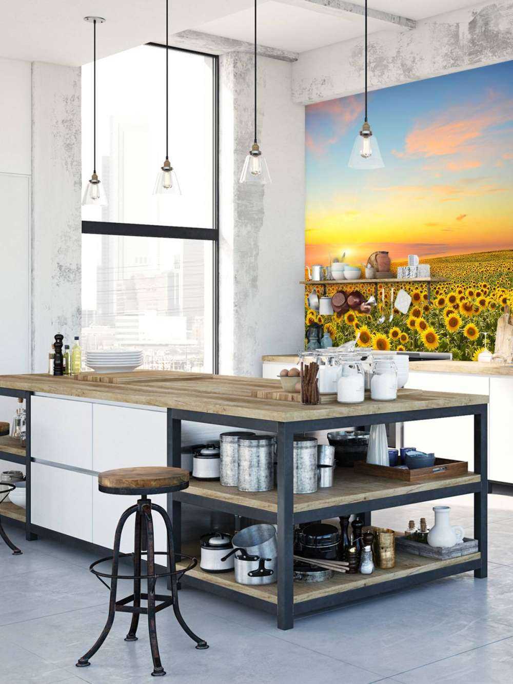 Zonnebloemen bij zonsondergang