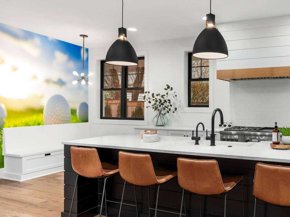 Golfballen met houder op kunstgras