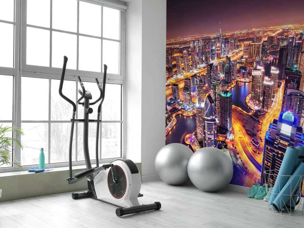 Verlichte gebouwen in Dubai