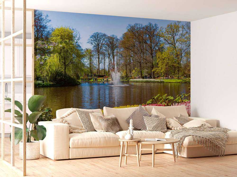 Het Keukenhof park met tulpen