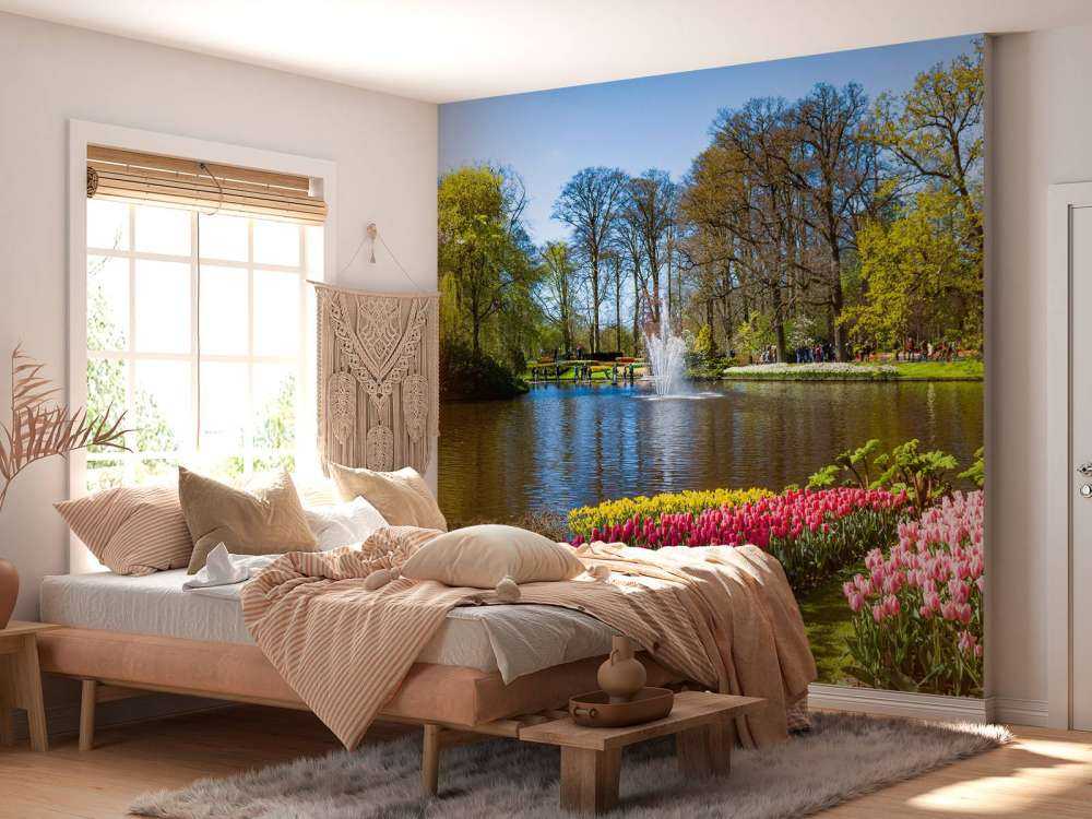 Het Keukenhof park met tulpen