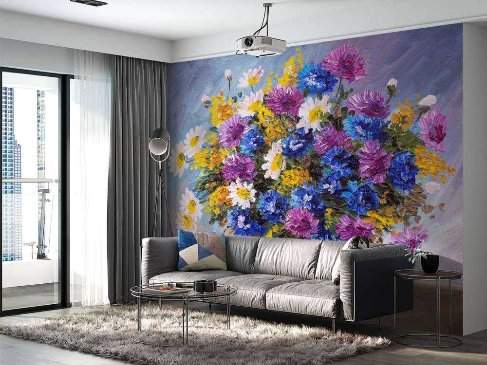 Stilleven van een vaas met kleurrijke bloemen