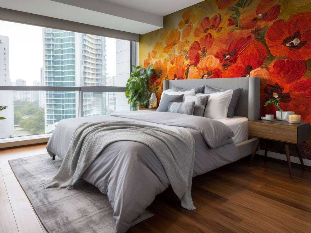 Olieverfschilderij van klaprozen