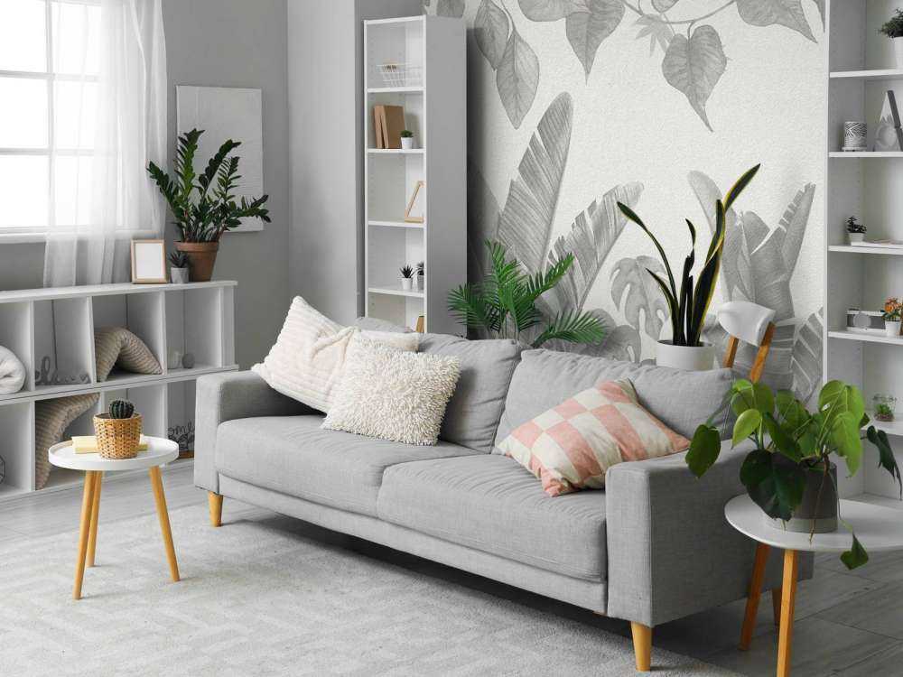 Jungle planten in grijstinten 