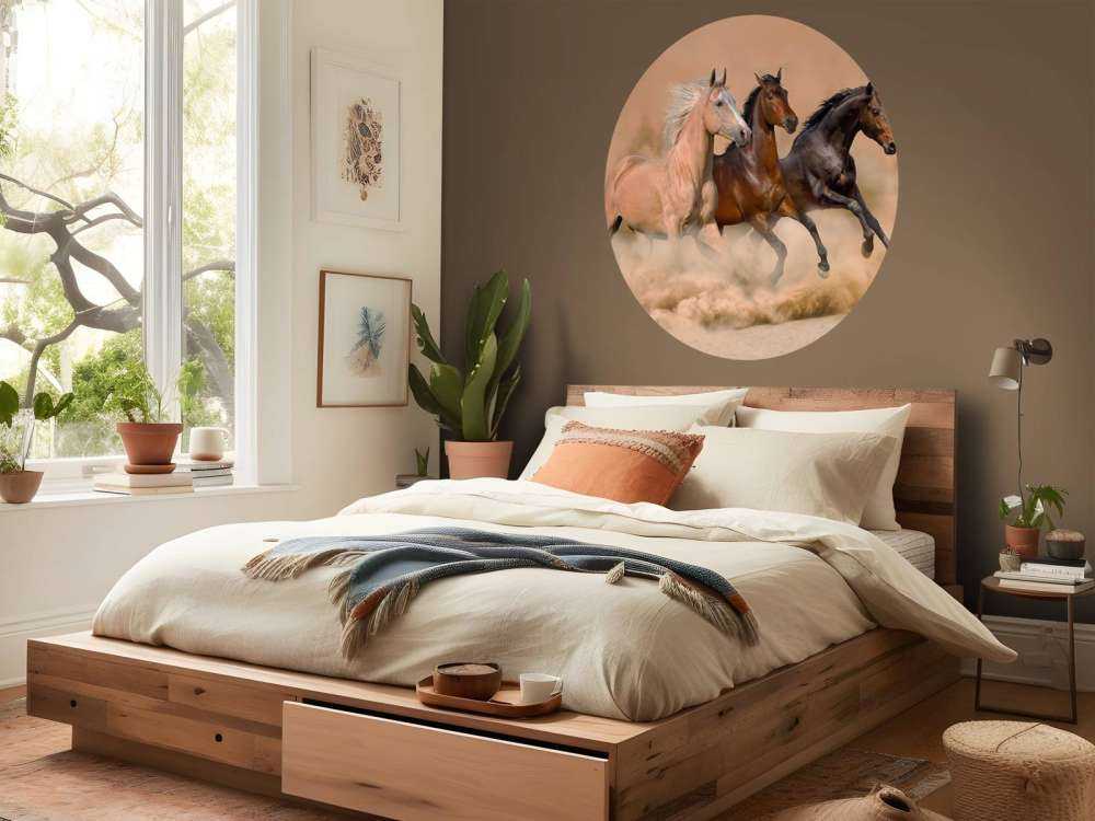 Rennende paarden in de woestijn