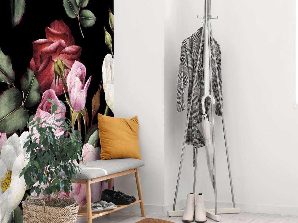 Rozen print met donkere achtergrond