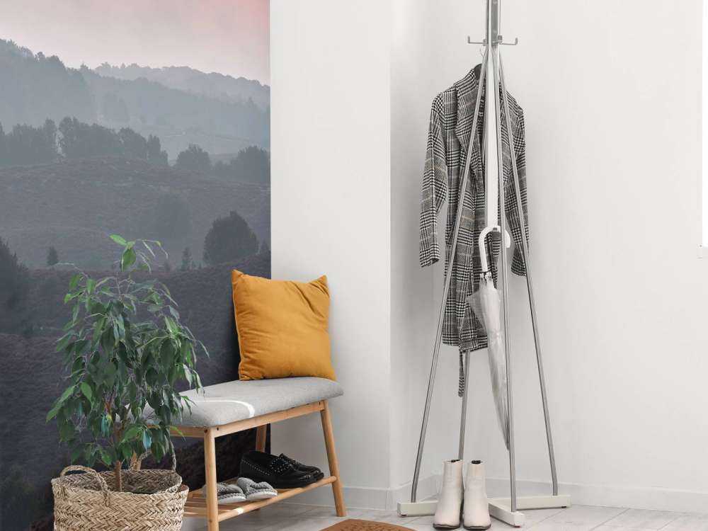 Mistige zonsopkomst op de heide