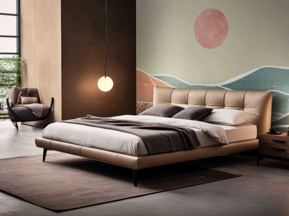 Gekleurde oceaangolven met een rode maan