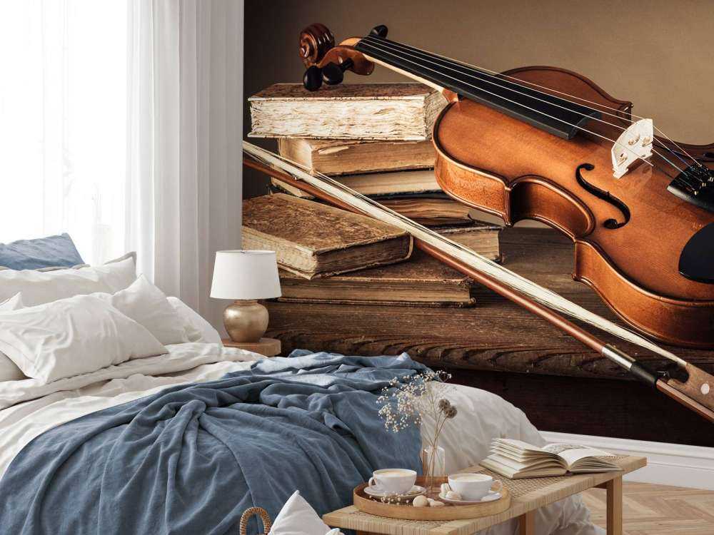 Viool met oude boeken