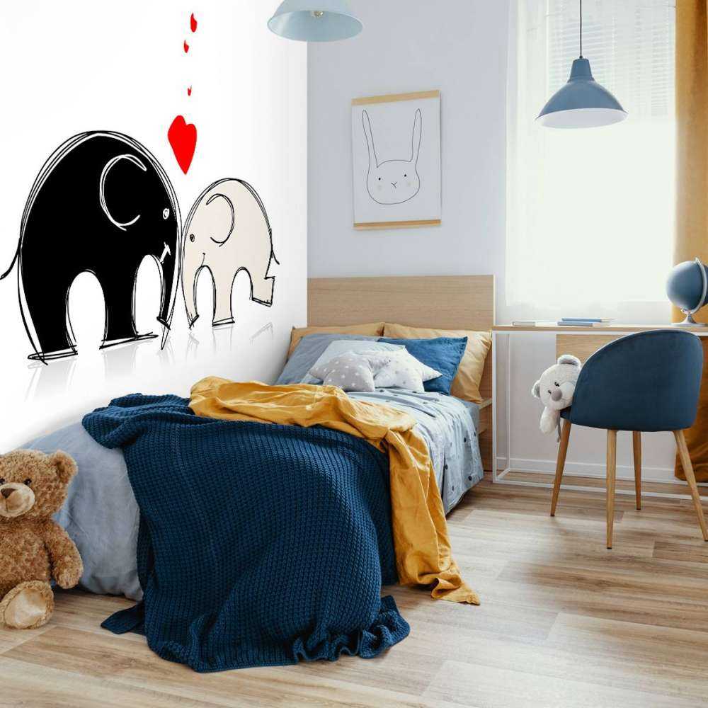 Schets van verliefde olifanten