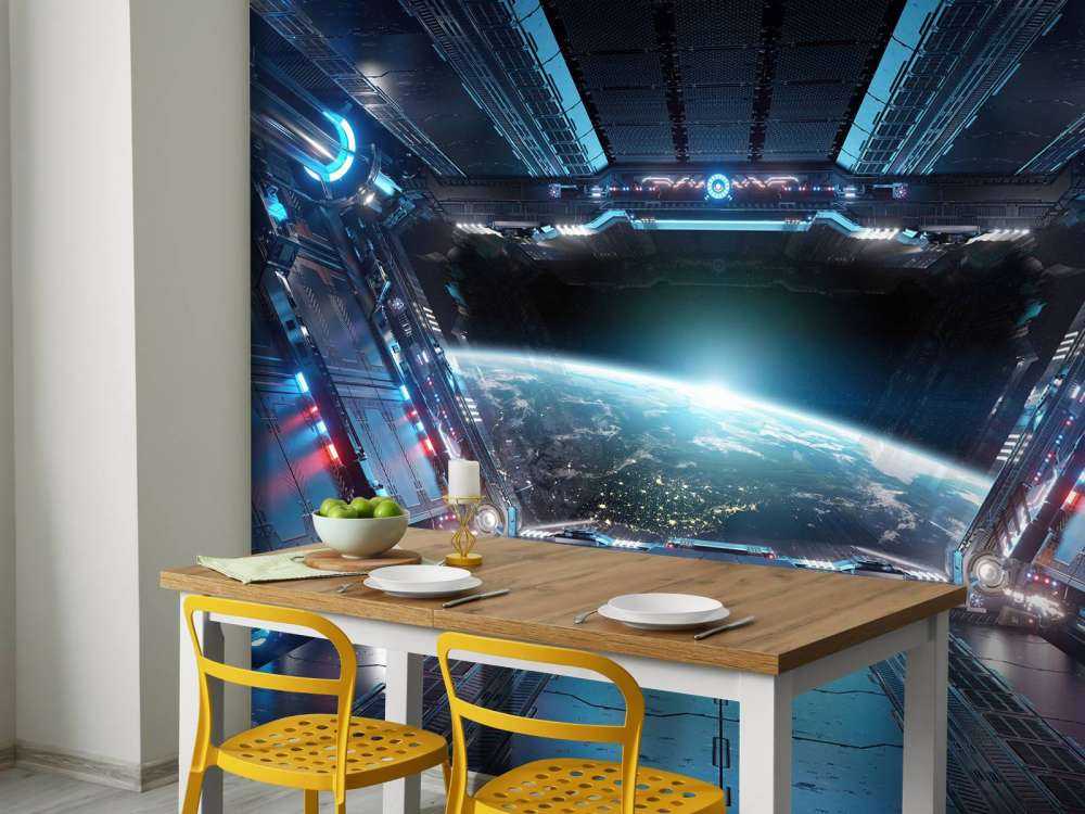 Zicht vanuit een ruimteschip