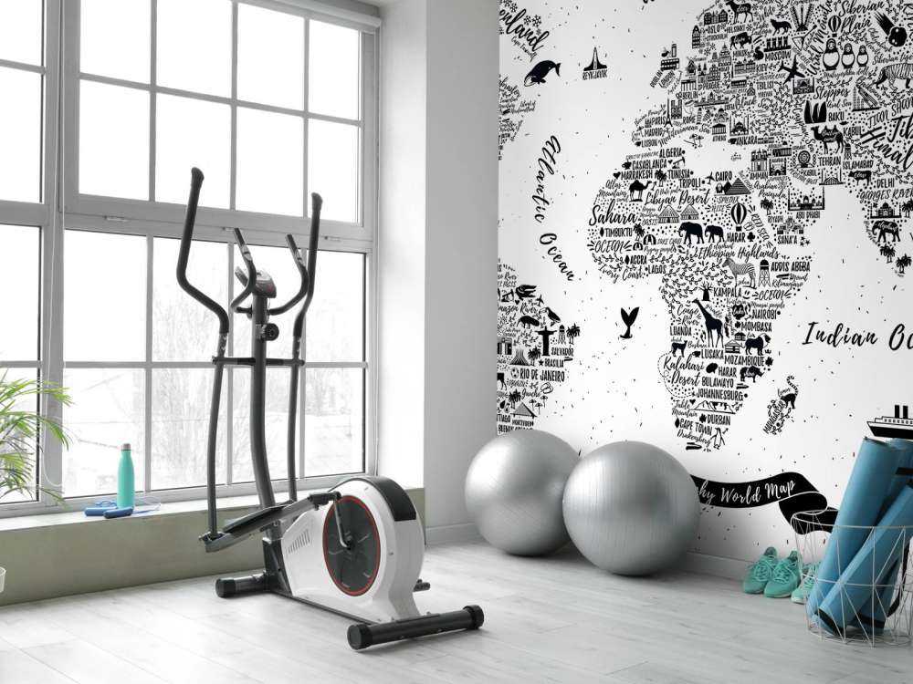 Wereldkaart in zwart-wit