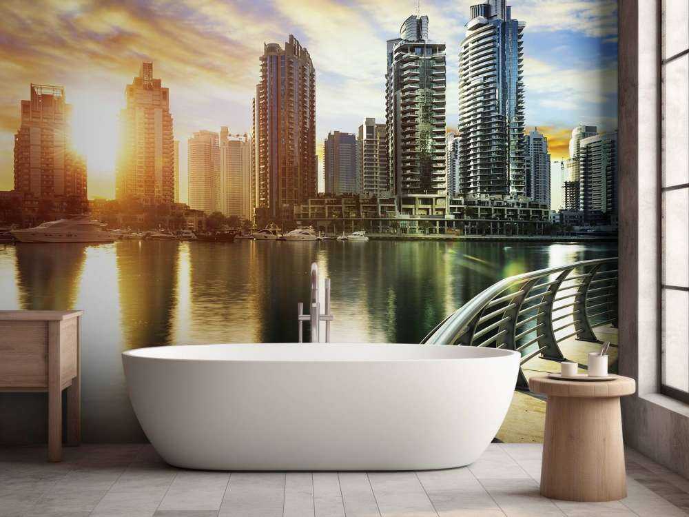 Dubai Marina bij zonsopkomst