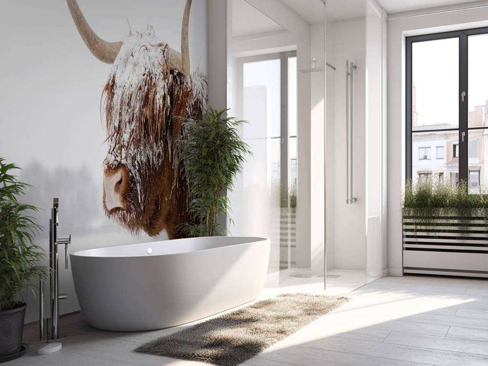 Schotse Hooglander in de sneeuw