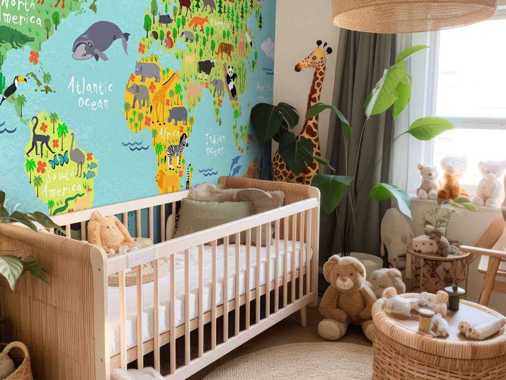 Wereldkaart met verschillende diersoorten