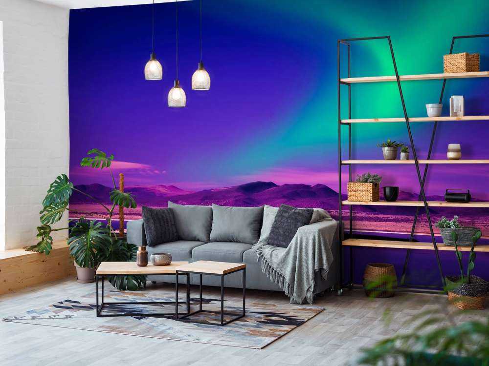 Noorderlicht met roze effect