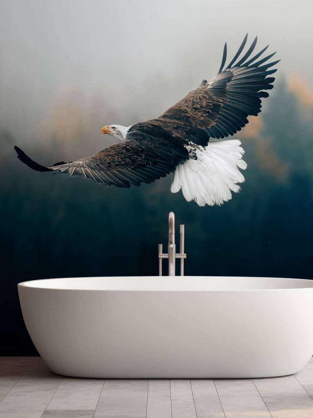 Zeearend boven het bos