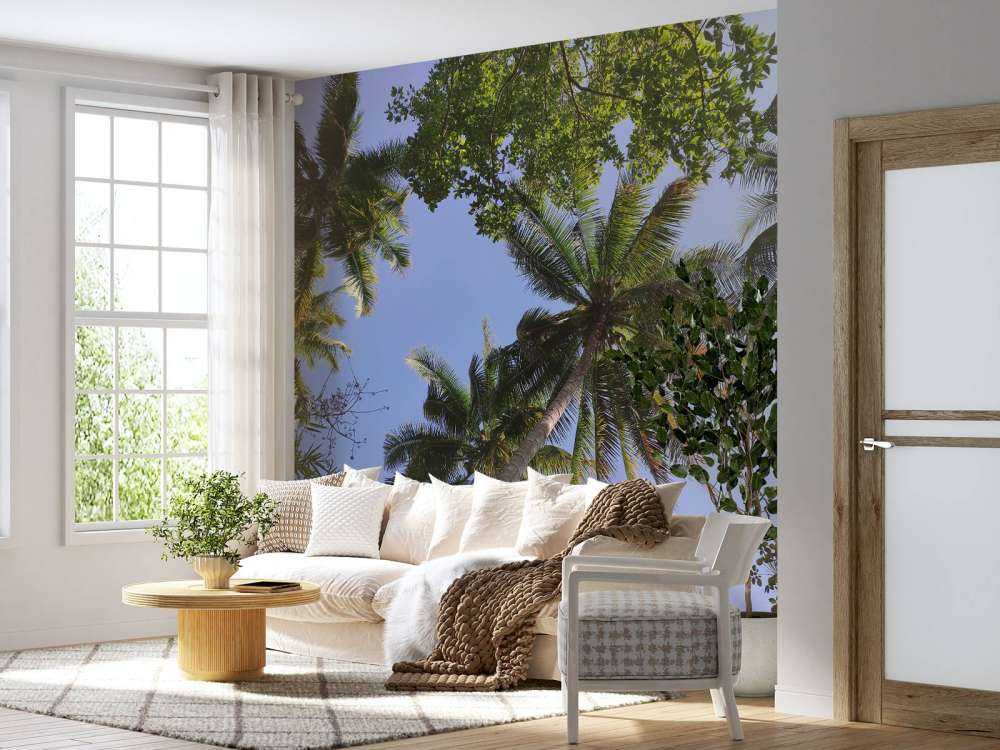 Palmbomen van onderaanzicht