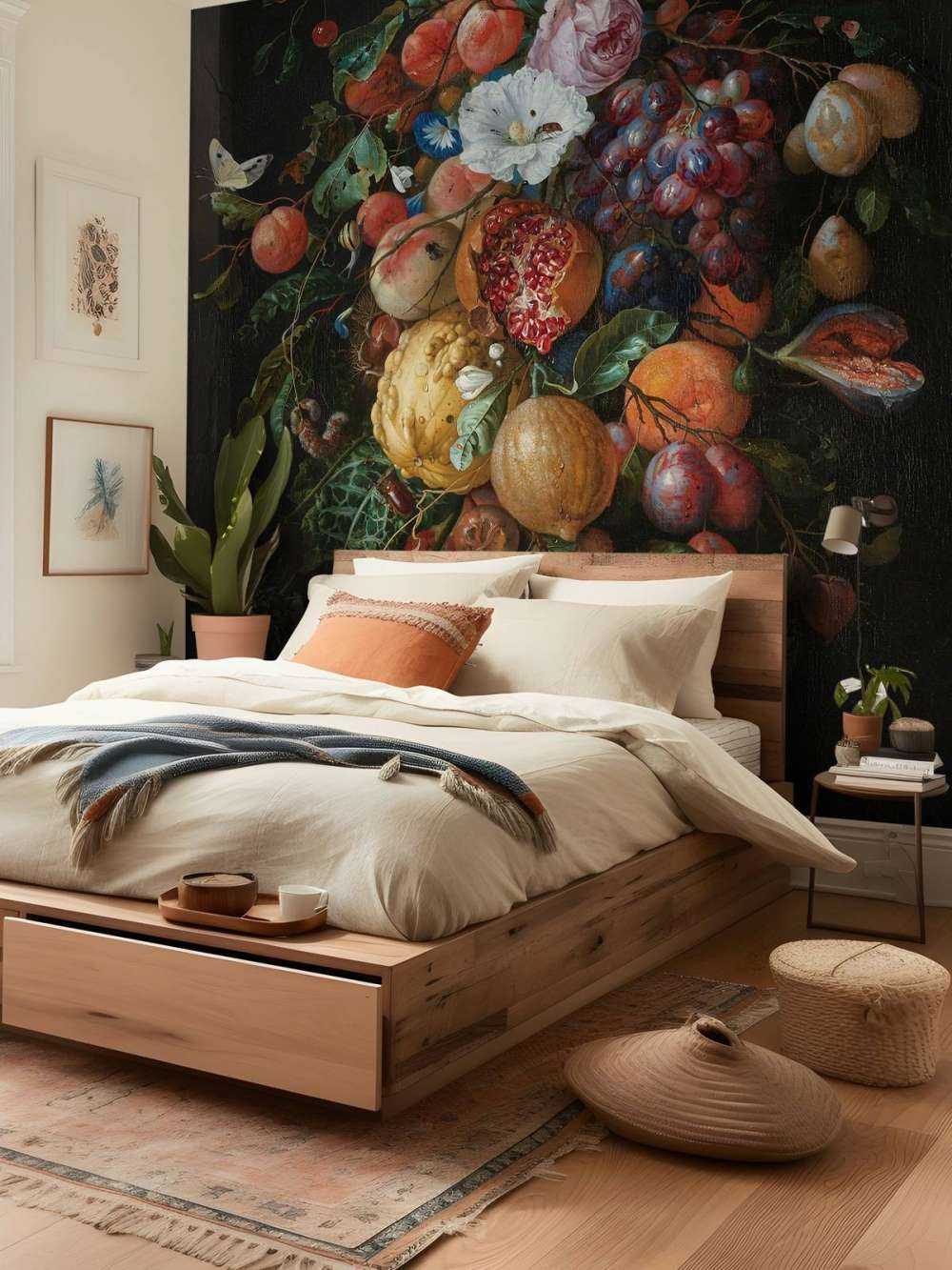 Festoen van vruchten en bloemen
