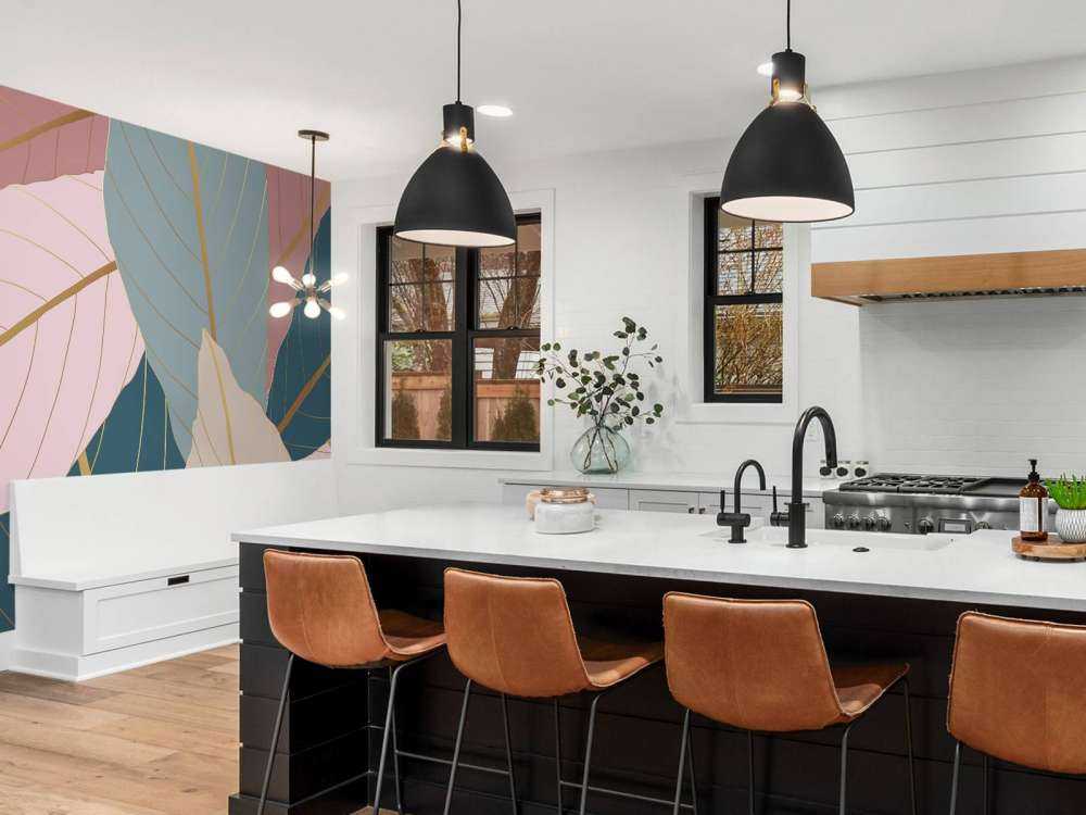 Tropische bladeren met goud