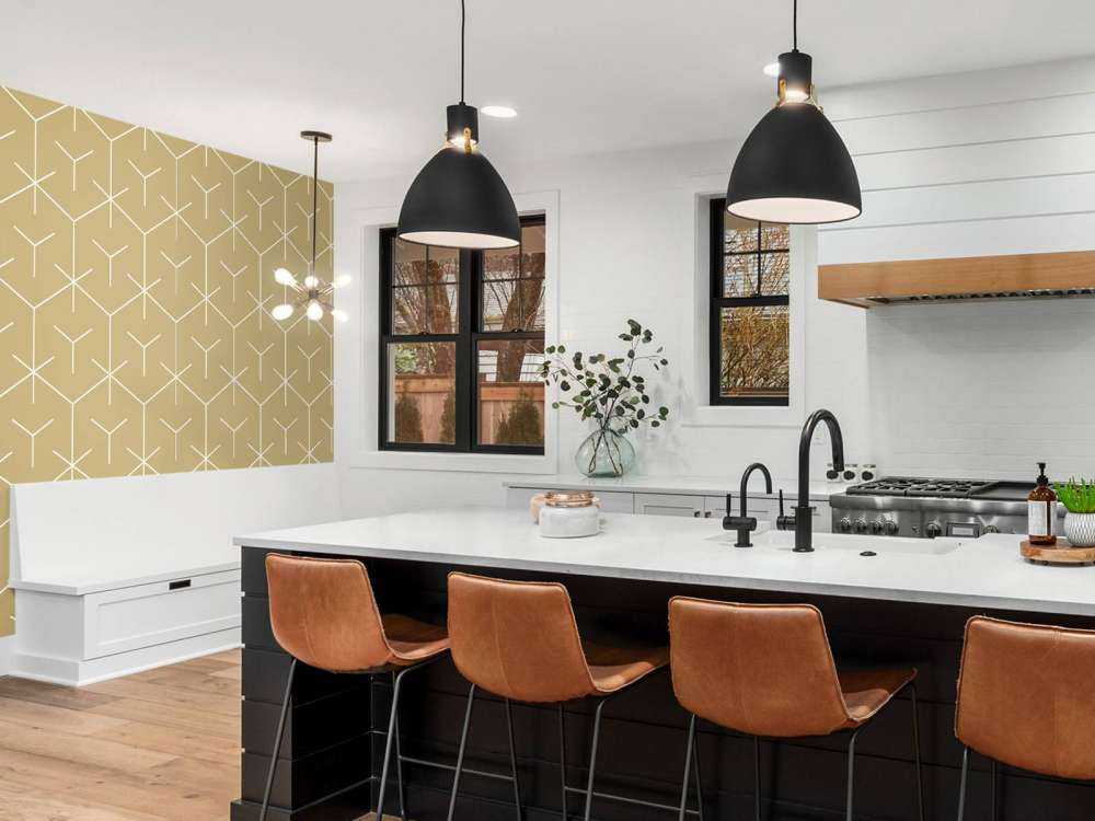 Geometrische hexagons, goud