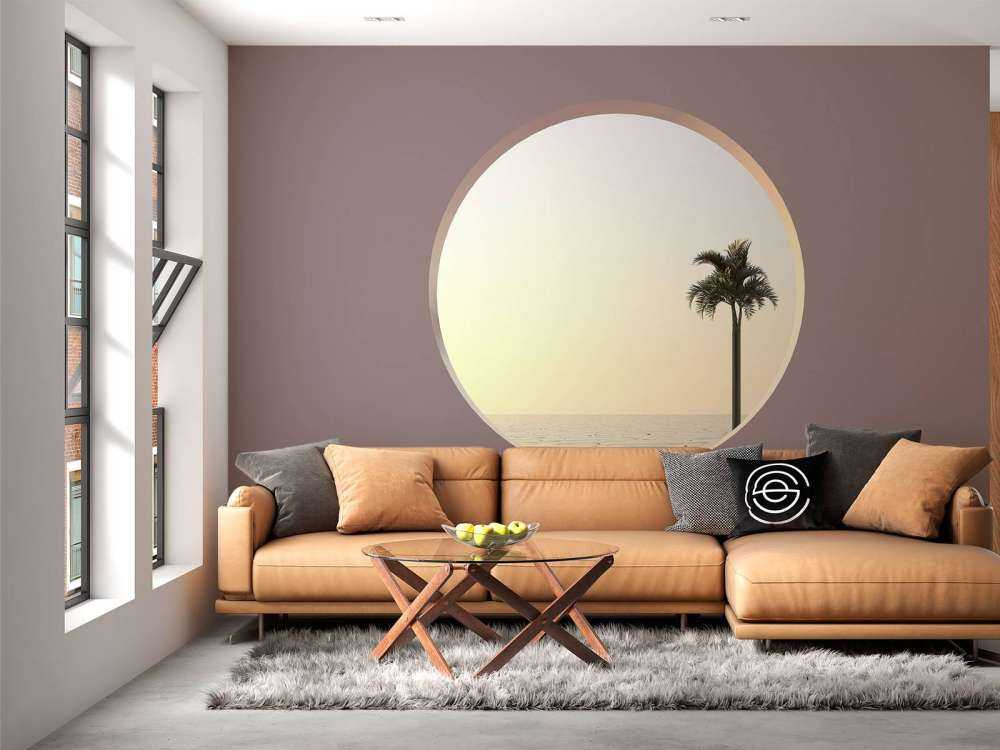 Roze muur met cirkel