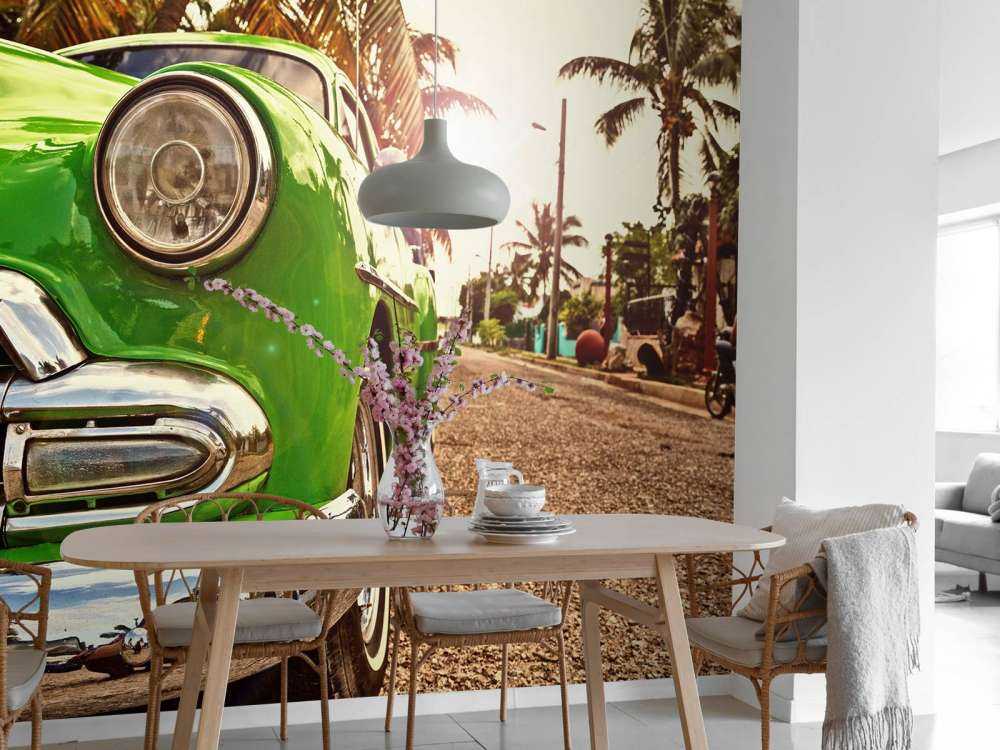 Groene klassieke auto