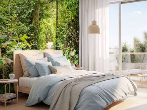 Houten pad door het groen