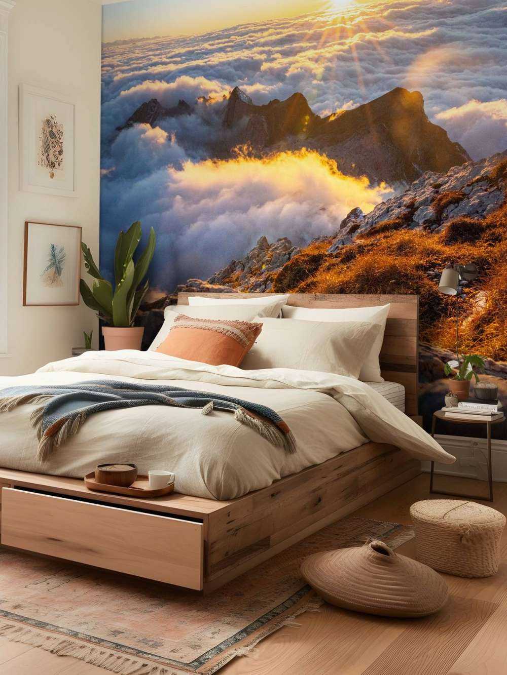 Zonlicht boven wolkenzee