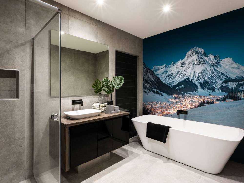 Alpendorp in winterse avondrust