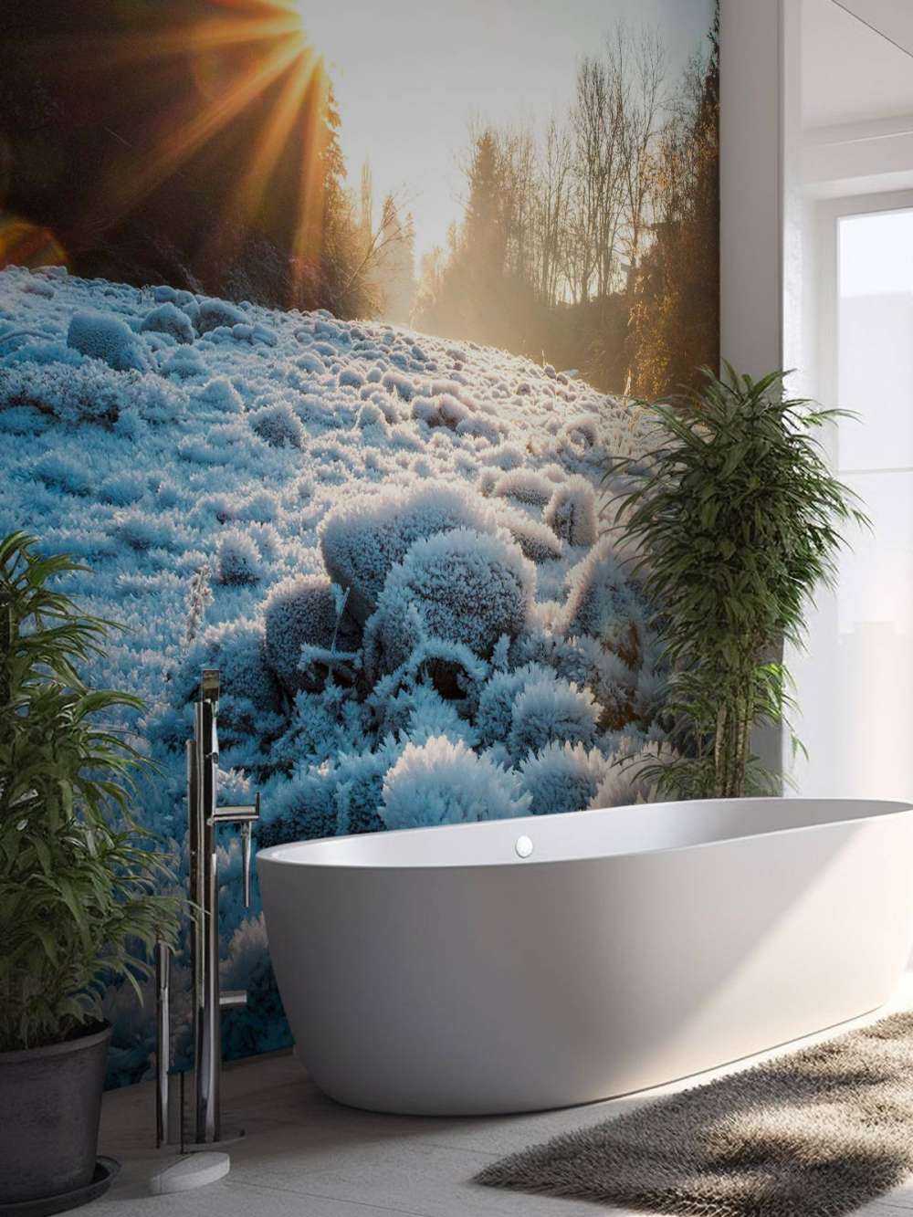 Ijzige ochtend in winterbos