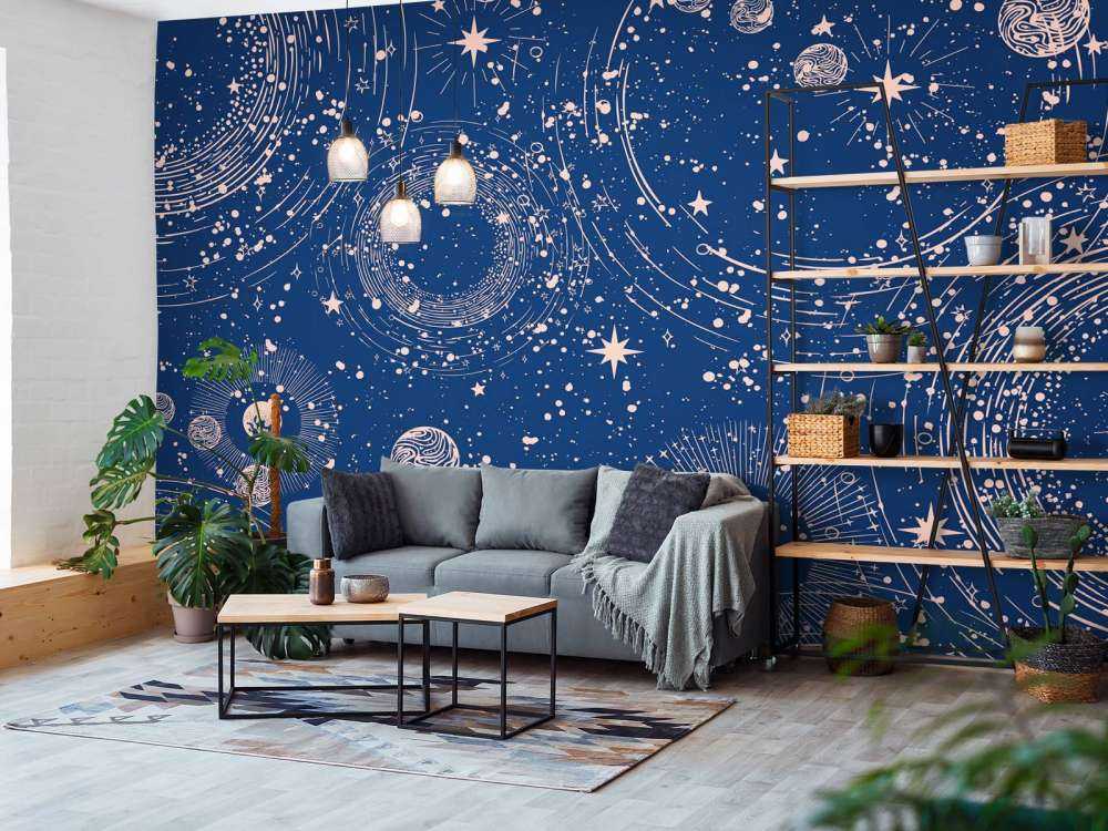 Planetenregen in middernachtblauw