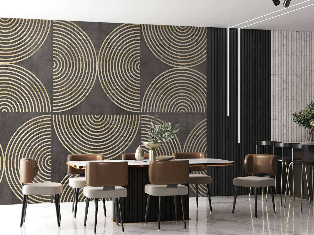 Eclectic Circle Modern Art Gold Brown