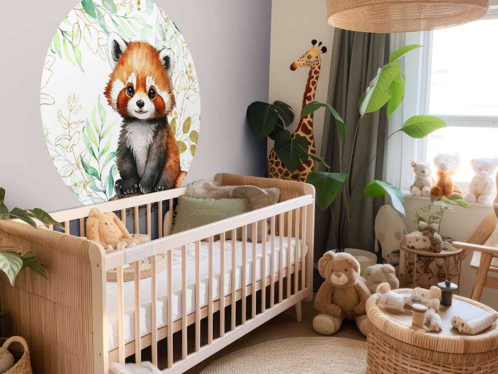 Schattige rode panda en bladeren