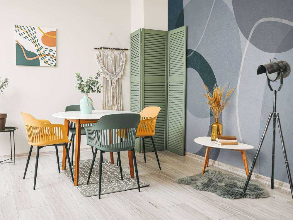 Mid Century Shapes And Outline Grey Teal