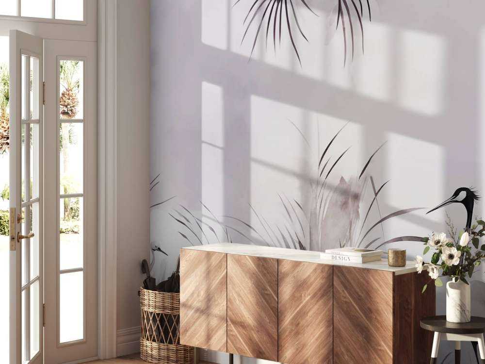 Cranes in Field White