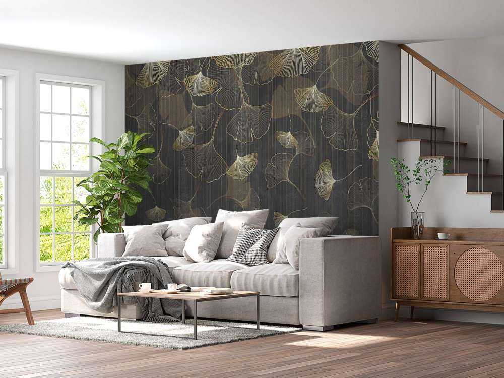 Ginkgo blaadjes in gouden nevel