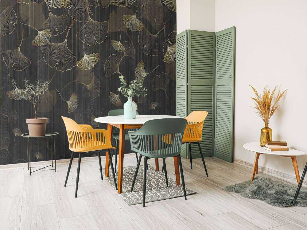 Ginkgo blaadjes in gouden nevel