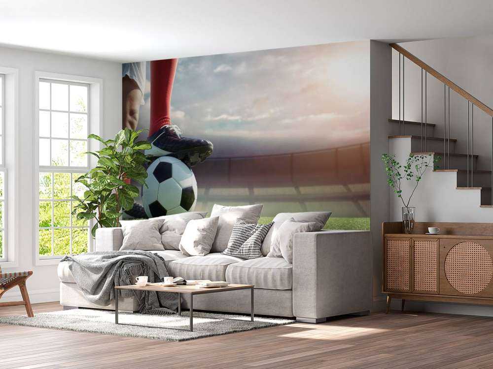 Stadion met voetballer