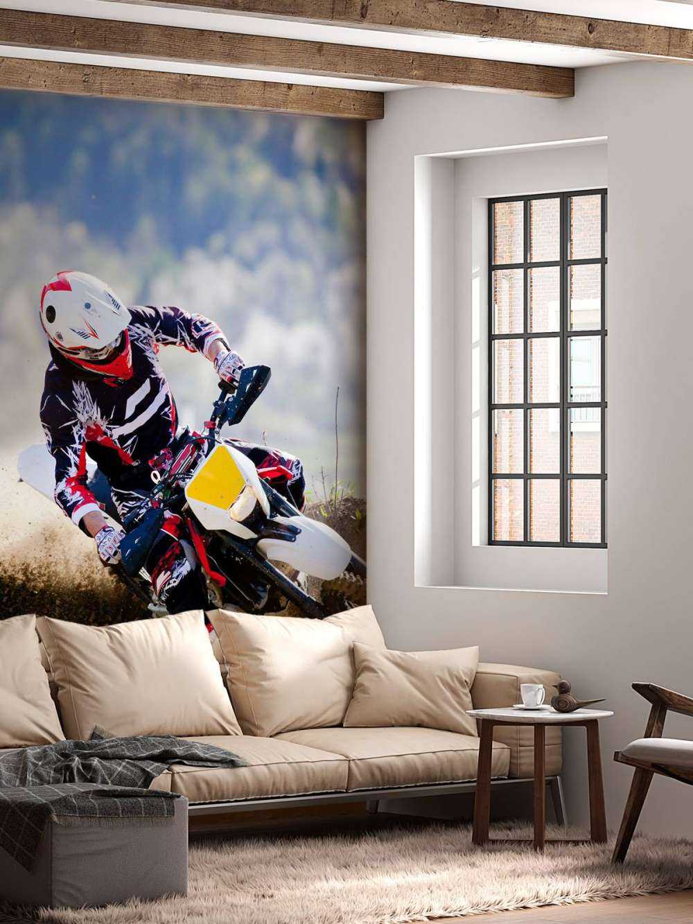 Crossmotor in de bocht