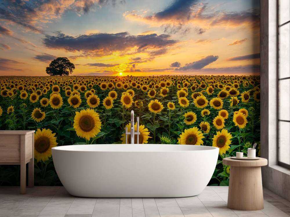 Veld vol zonnebloemen