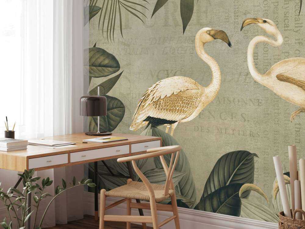 Vintage flamingo oasis and old text