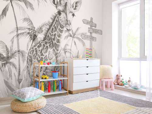 Baby giraffe in de jungle beige