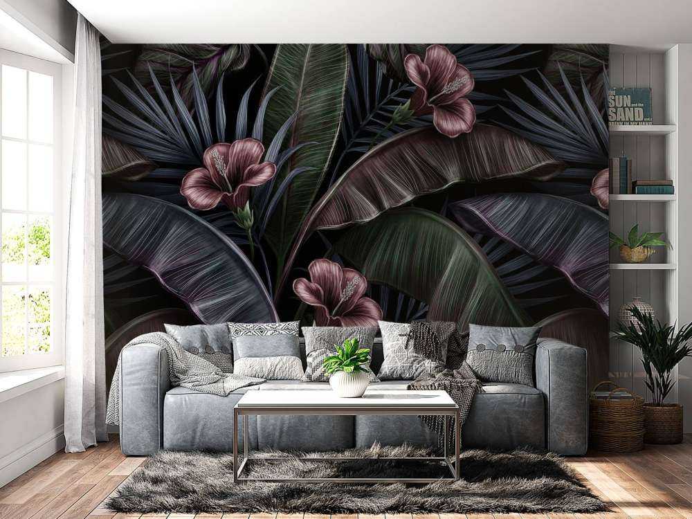 Tropische hibiscus en bladeren