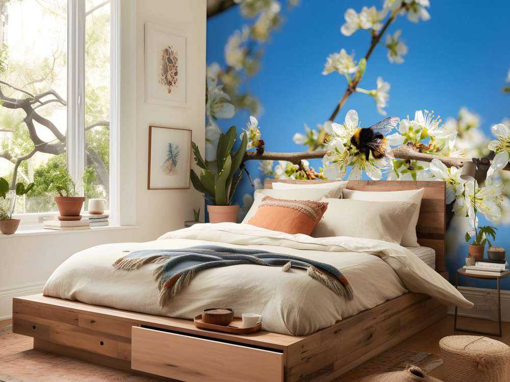 Hommel met witte bloesems