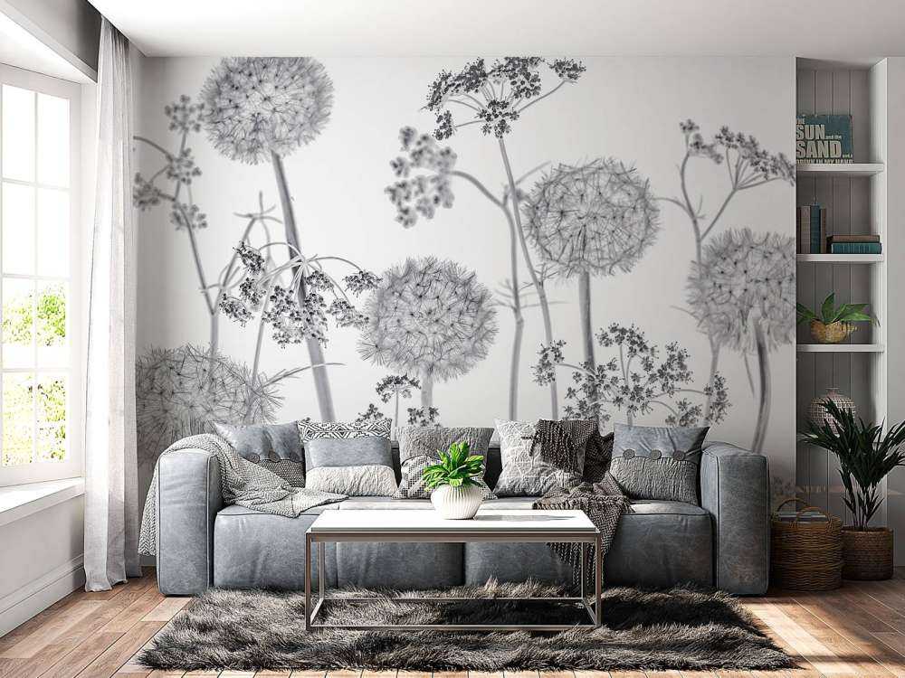 Meadow bloemen in zwart-wit