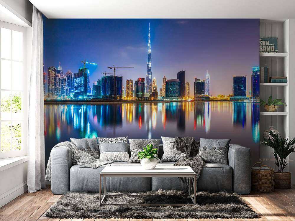 Dubai verlicht in de avond