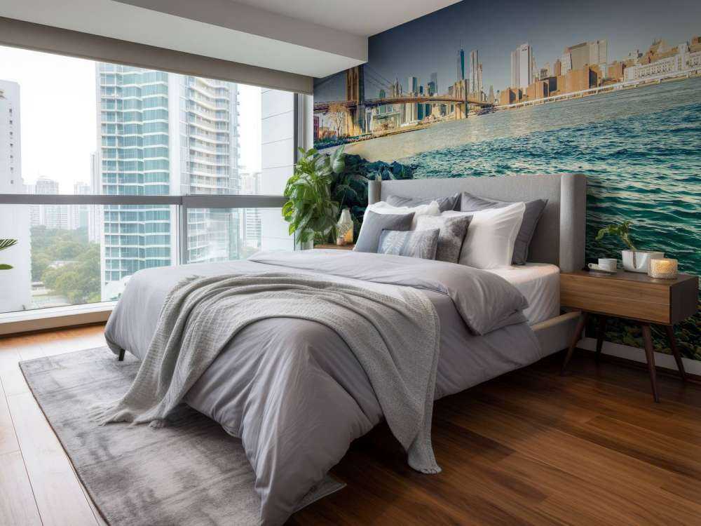 Brooklyn Bridge met een skyline op de achtergrond