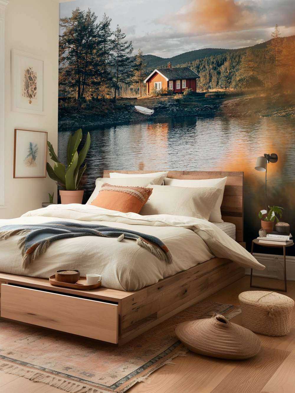 Rood huis bij het meer